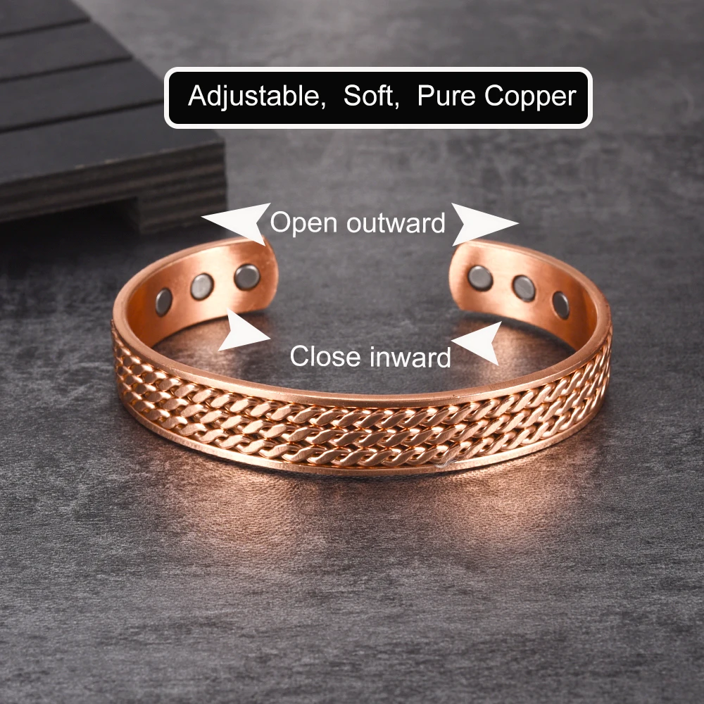 Vinterly браслеты из чистой меди магнитотерапия артрит плетеные регулируемые