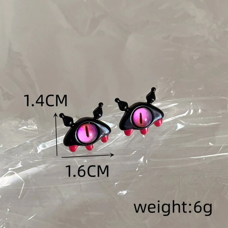 Уникальные черно-розовые серьги-гвоздики Monster Demon Eye для женщин новые современные