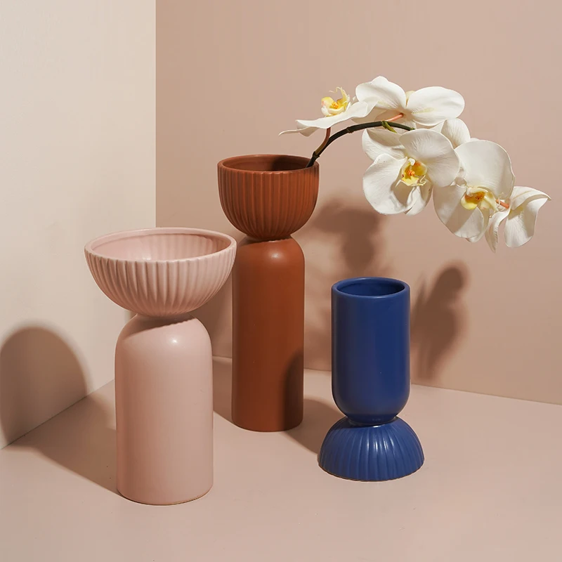 Скандинавский фонарь ваза керамические аксессуары домашняя гостиная настольная