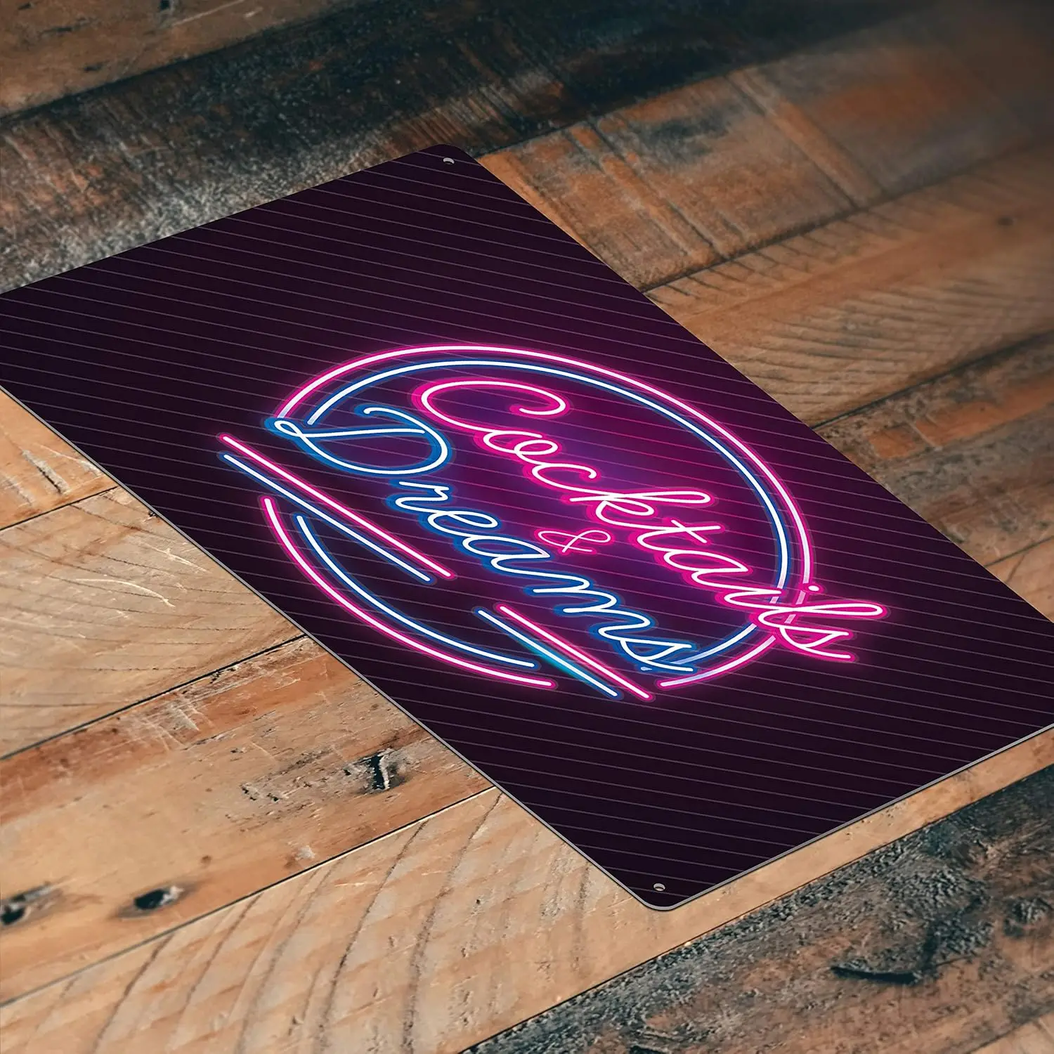 JP's Prcs Tn Sgns Mn Cve Décor — Metl 12x8 н. Cocktls nd Drems