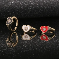 new fashion jewelry enamel heart shaped copper ring creative personality womens wedding party holiday gift