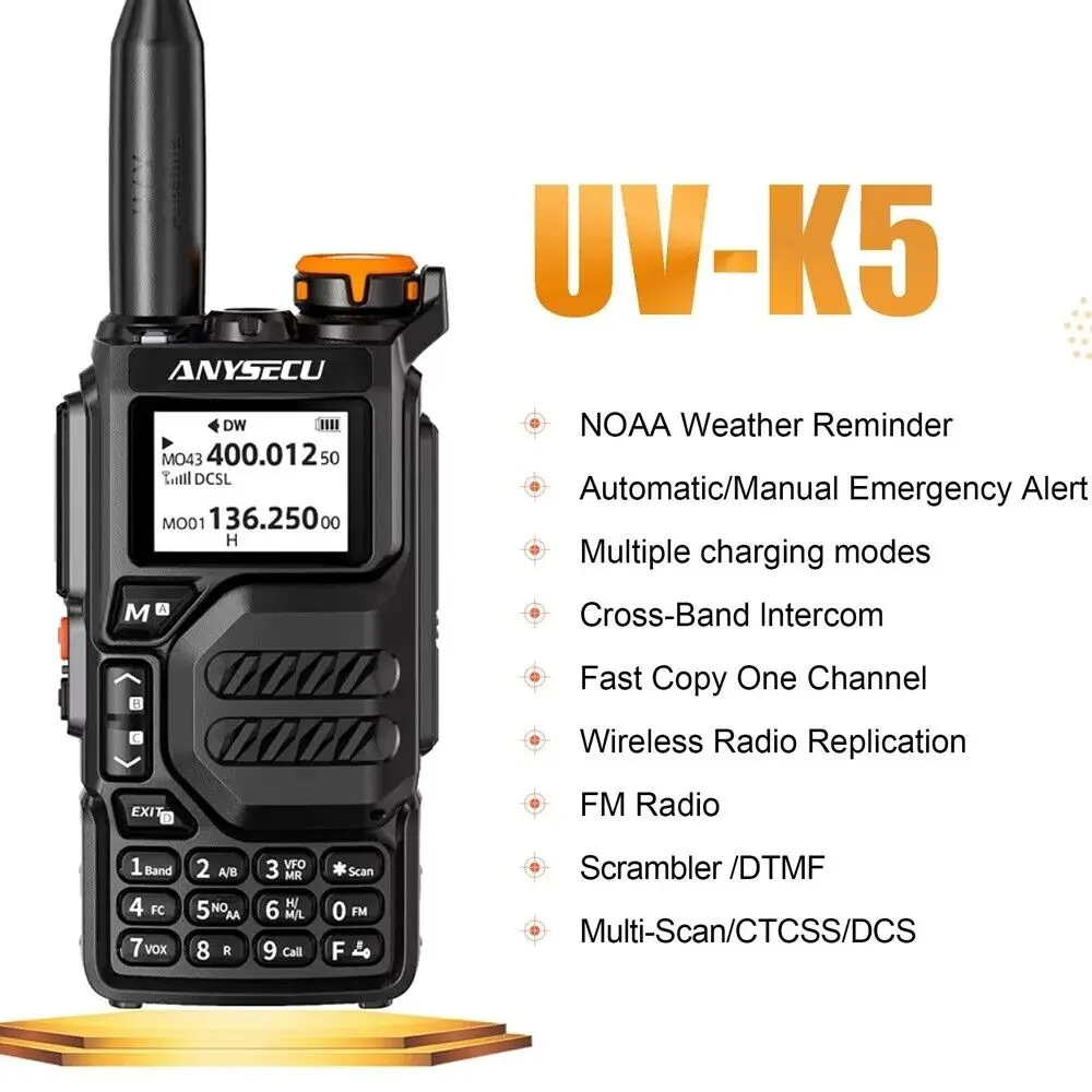 QUANSHEGN UV-K5  DTMF ham Two Way Radio  50-600MHz 200Ch 5W VHF UHF  Air Band walkie talkie   NOAA Weather Reminder FM Radio enlarge