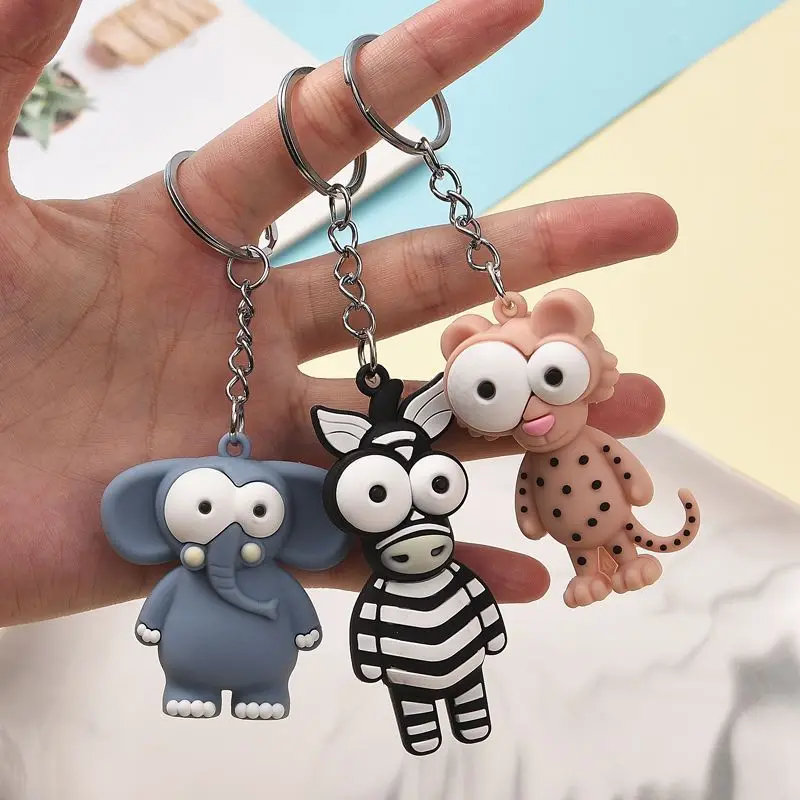 

Funny Cartoon Animal Keychain Jungle Safari Birthday Party Favors Monkey Elephant Zebra Key Chain Pendant Holder Kids Gifts