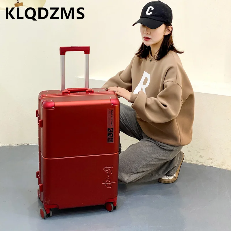 KLQDZMS New Women's Trolley Case Aluminum Frame Luggage 20 
