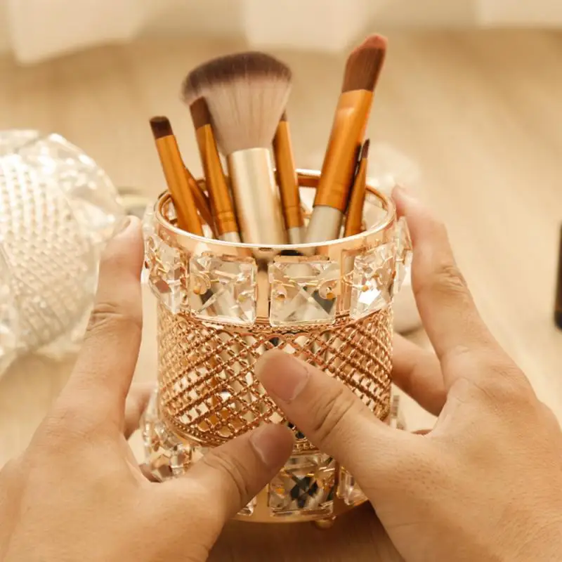 

Nordic Luxury Crystal Makeup Brush Storage Tube Brush Barrel Cosmetic Storage Box Finishing Box Makeup Brush Rack