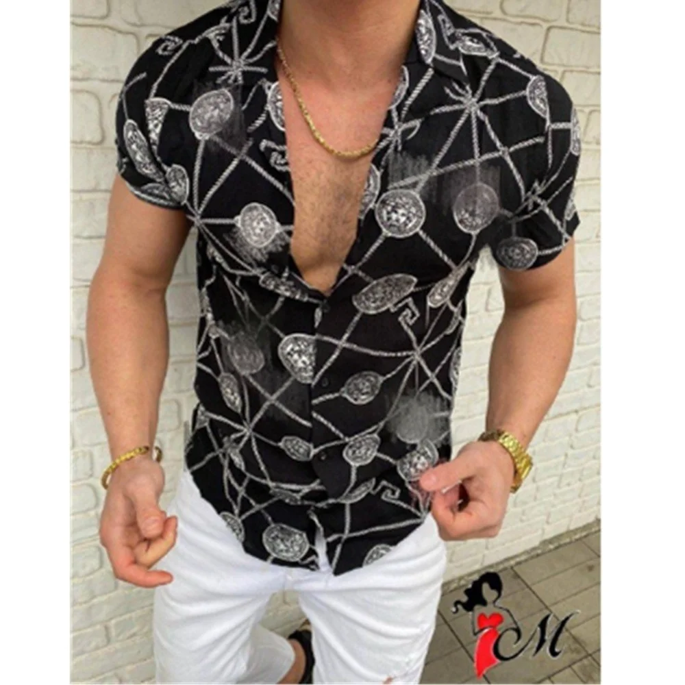 Men's Printed Hawaiian Short Sleeve Shirt Cardigan