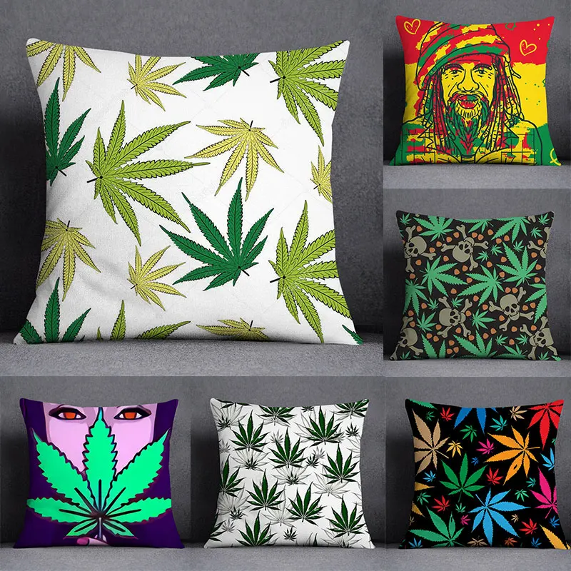 

Bob and weed Asaba Theme Pillow Case Polyester Cushion Cover Home Decorative Peach Skin Sofa Pillow Case 45X45CM