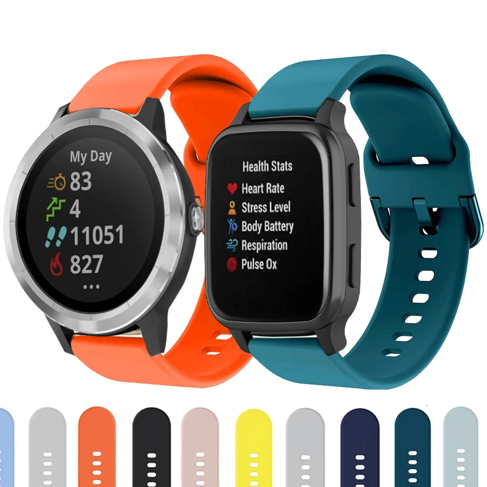 

For Garmin 245 Strap Official Button Silicone Watch Band Sports Strap For Forerunner 245M/645/Vivoactive 3/Venu/Venu SQ Bracelet