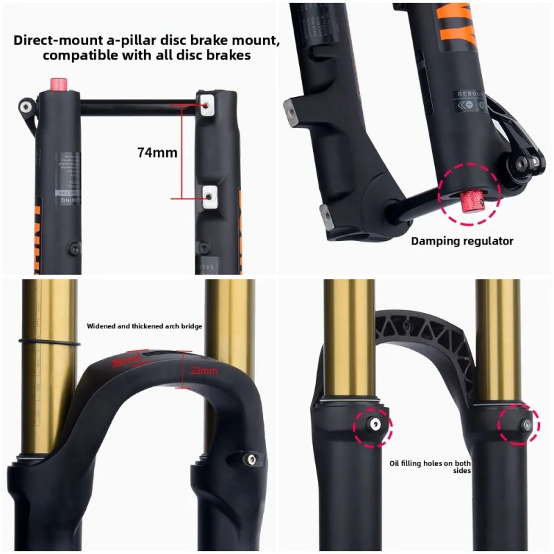 Фото Вилка BOLANY MTB с воздушной амортизацией 27.5 29 34 мм 160 175 мм Boost 15x110 дисковый тормоз №4