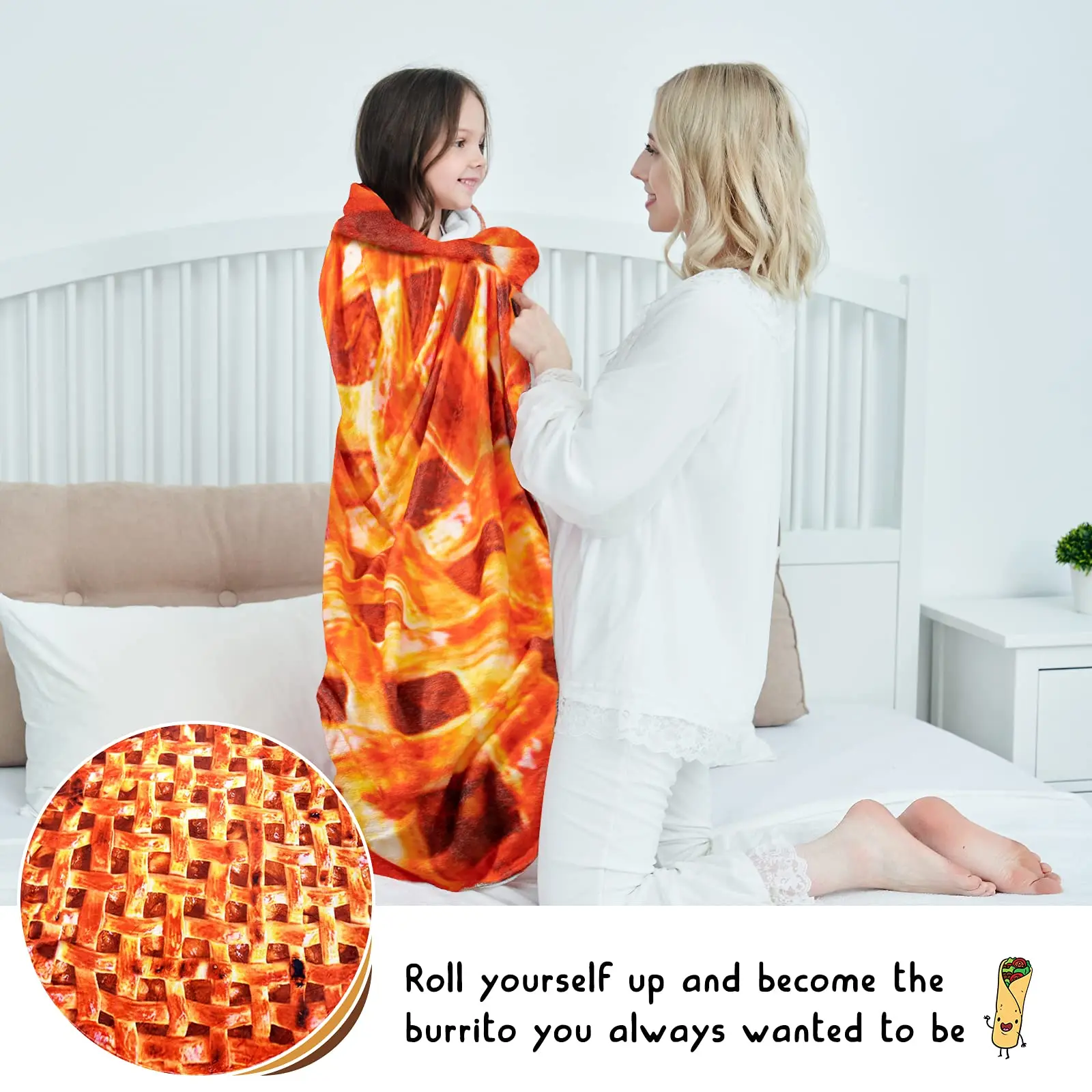 

JYMCW Soft Warm Flannel Burrito Blanket 280Gsm Round Blanket Coral Velvet Tortilla Nap Wrap Bread Blanket