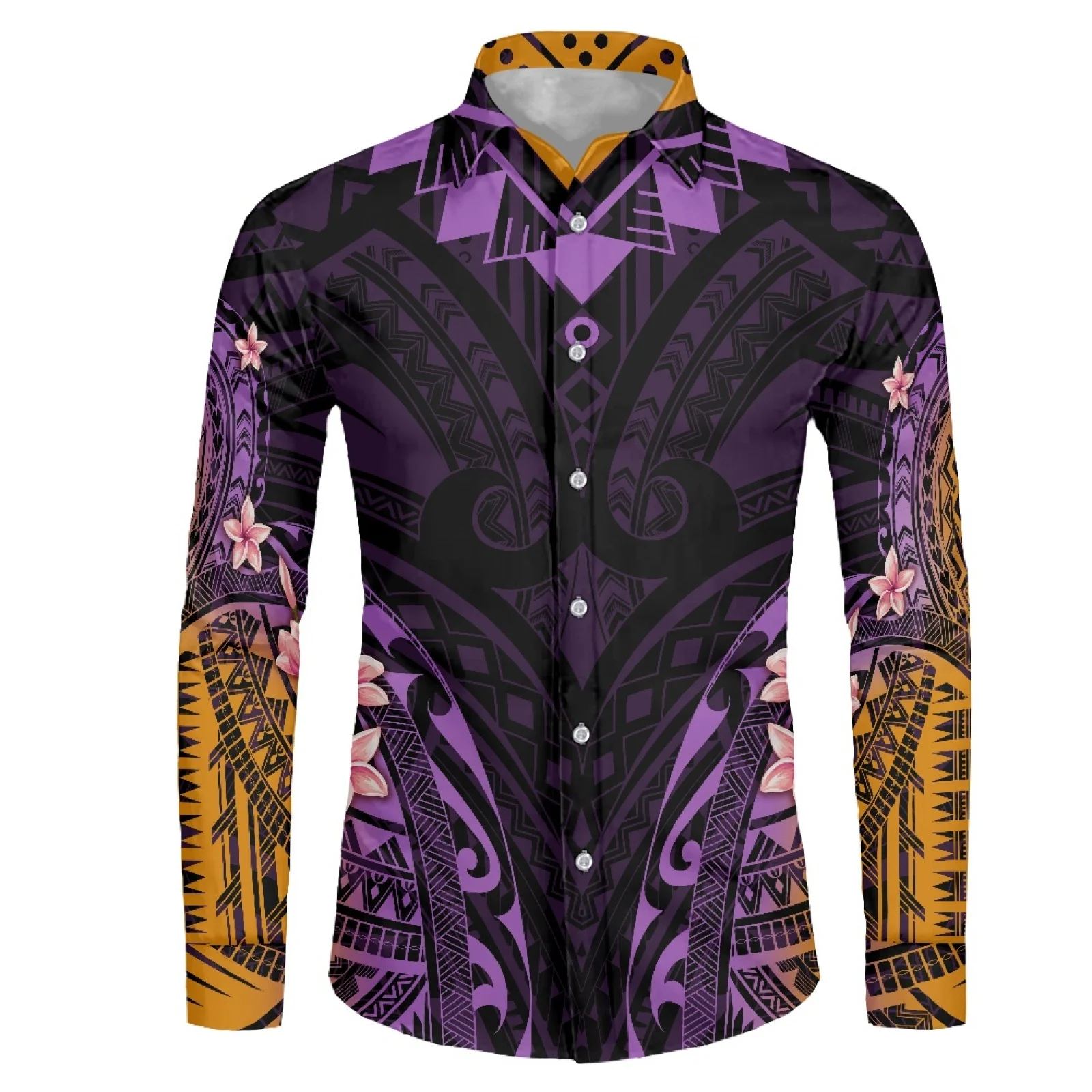 

Мужская рубашка с длинным рукавом и принтом тату-Тотем