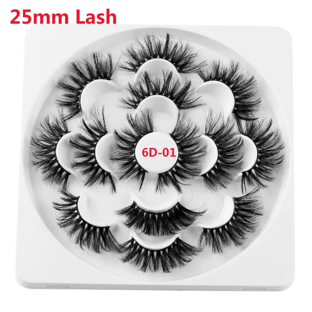 

7 Pairs Beauty Makeup Thick Cross Natural Long Wispy Fluffy 25mm Lash 3D Mink Hair False Eyelashes Eye Lashes Extension