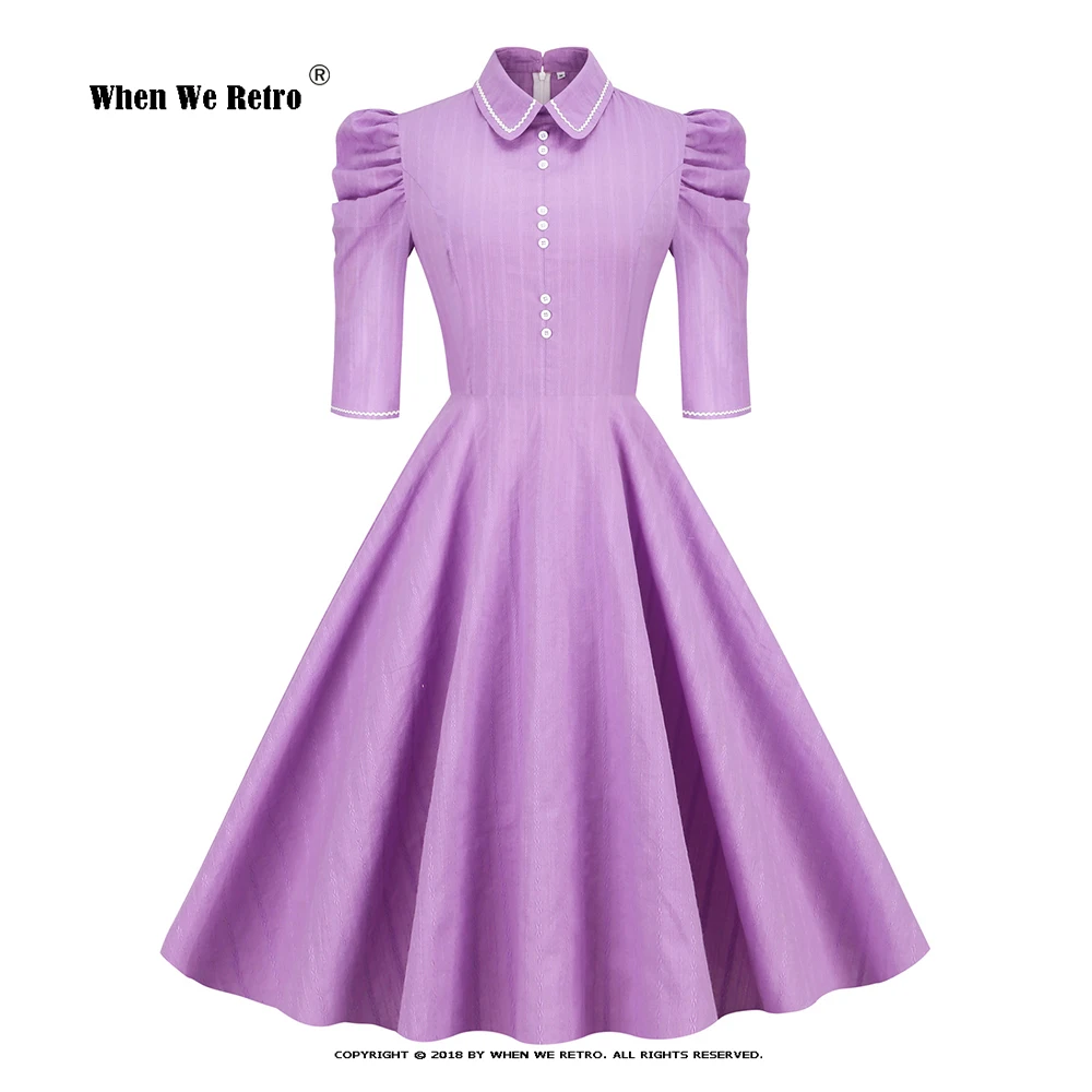 

Женское винтажное плиссированное платье, облегающее платье в стиле ретро 50-60-х годов с цветочным принтом и полурукавами-фонариками, модель VD3313 на осень-зиму