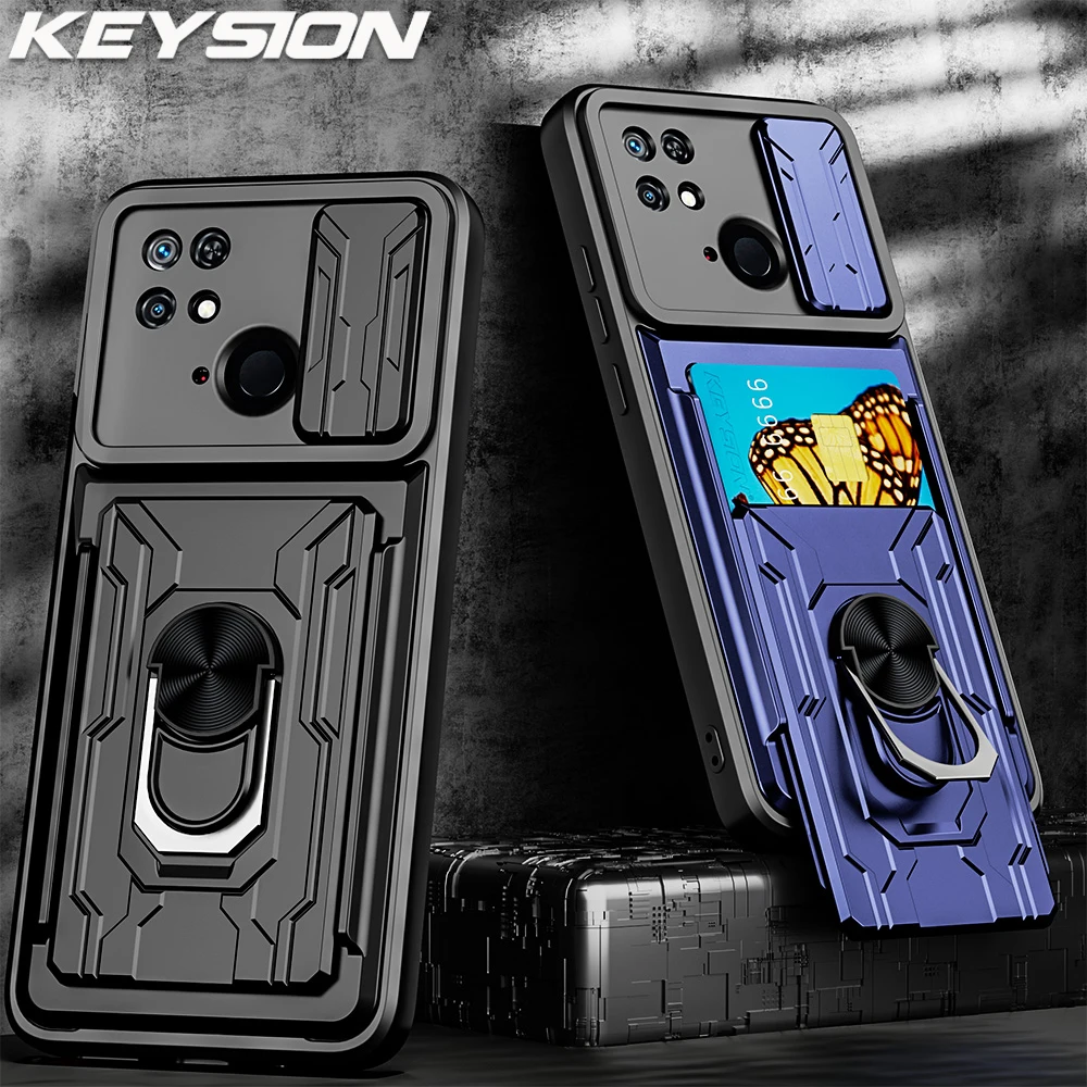 

KEYSION Shockproof Case for Redmi 10C 10A 10 india Card Bag Camera Protection Phone Cover for Xiaomi Redmi Note 11S 5G 11 Pro+5G