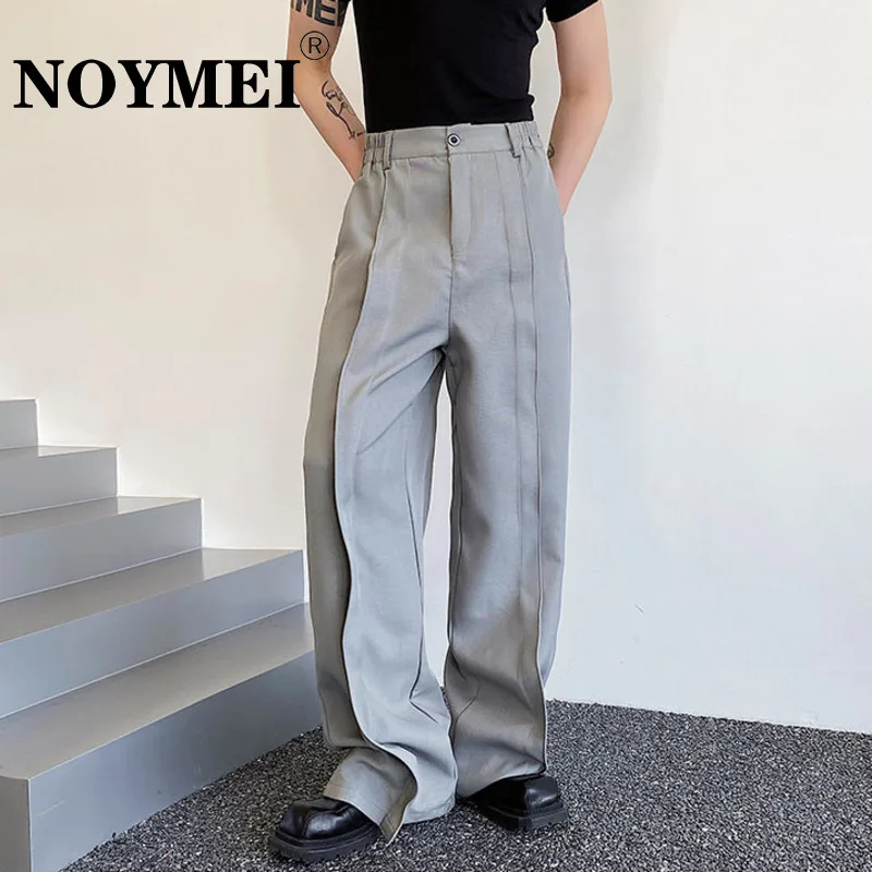 

NOYMEI Men's Spring Solid Color Personalized Straight Wide Leg Pants 2023 New Fashion Niche Tide Male Suit Trousers WA1295