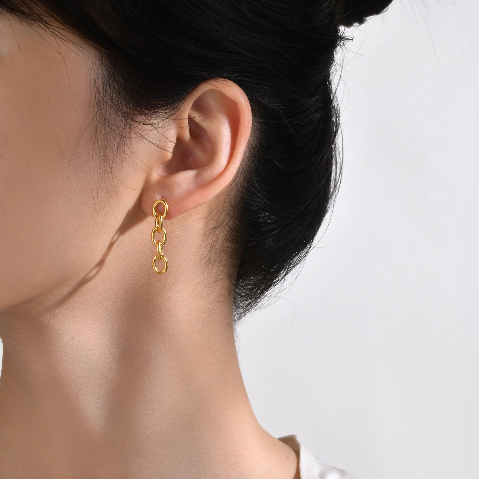 

Women's Dainty Chain Hoop Earrings, Gold Plated Stainless Steel Dangle Earrings, Chic Ear Daily Jewelry Gifts To Girls Lover