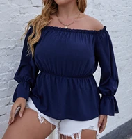 new top womens solid color plus size top over size womens clothing