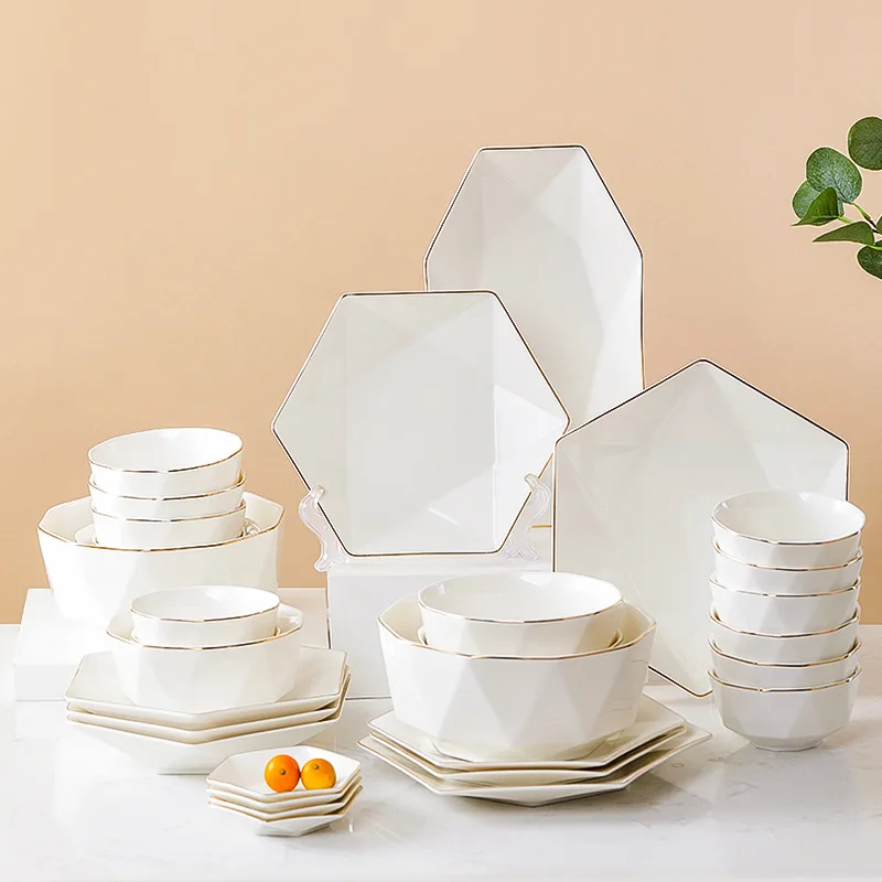 

Набор фарфоровых тарелок для вечеринки, минималистичные керамические сервировочные тарелки, комплект фарфоровой посуды