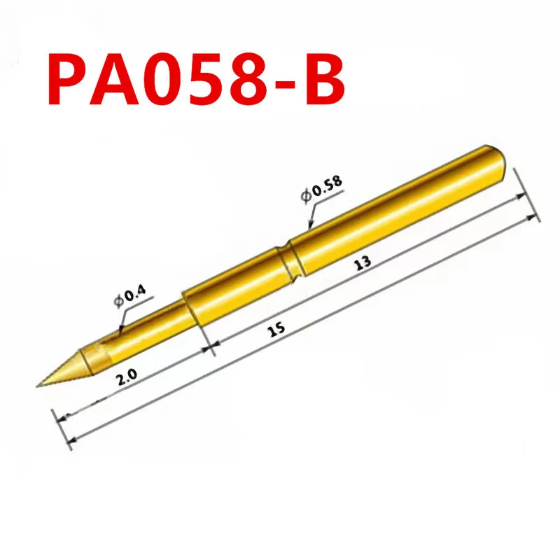 

100PCS Gold-plated Spring Test Probe PA058-B Pointed Outer Diameter 0.58mm Total Length 15mm PCB Test Pin