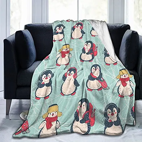 

Pocketful of Penguin Blanket Throw and Cozy Blankets for Home Decoration Couch Bed Sofa for All Seasons Queen Size Super Soft