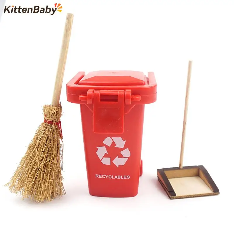 

1:12 Dollhouse Mini Trash Can Toy Garbage Truck Cans Curbside Vehicle Garbage Separation Bin Toys Kits Kid Furniture Toy Gift