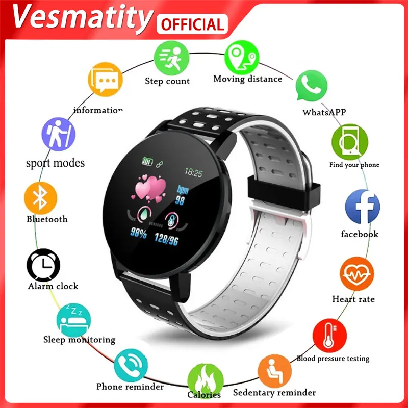 

Vesmatity Smart Watch Blood Pressure Sport Tracker Waterproof Bluetooth Smart Bracelet Heart Rate Monitoring For Android Ios