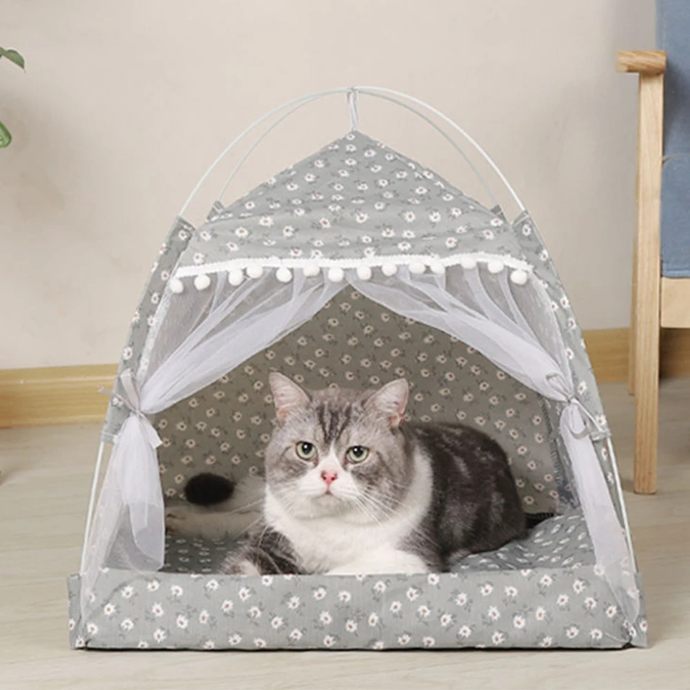 Pet Tent Bed For Cat House Cozy Products For Pet Accessories Nest Comfy Calming Cat Beds For Small Dogs Chihuahua Bed House