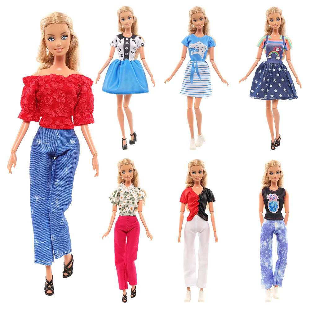 

Barwa Fashion Style 7 Pieces Doll Clothes=3 Skirt+4 Top with Trousers Dress up for Barbie 11.5inch/30cm Girl Doll Birthday Gifts