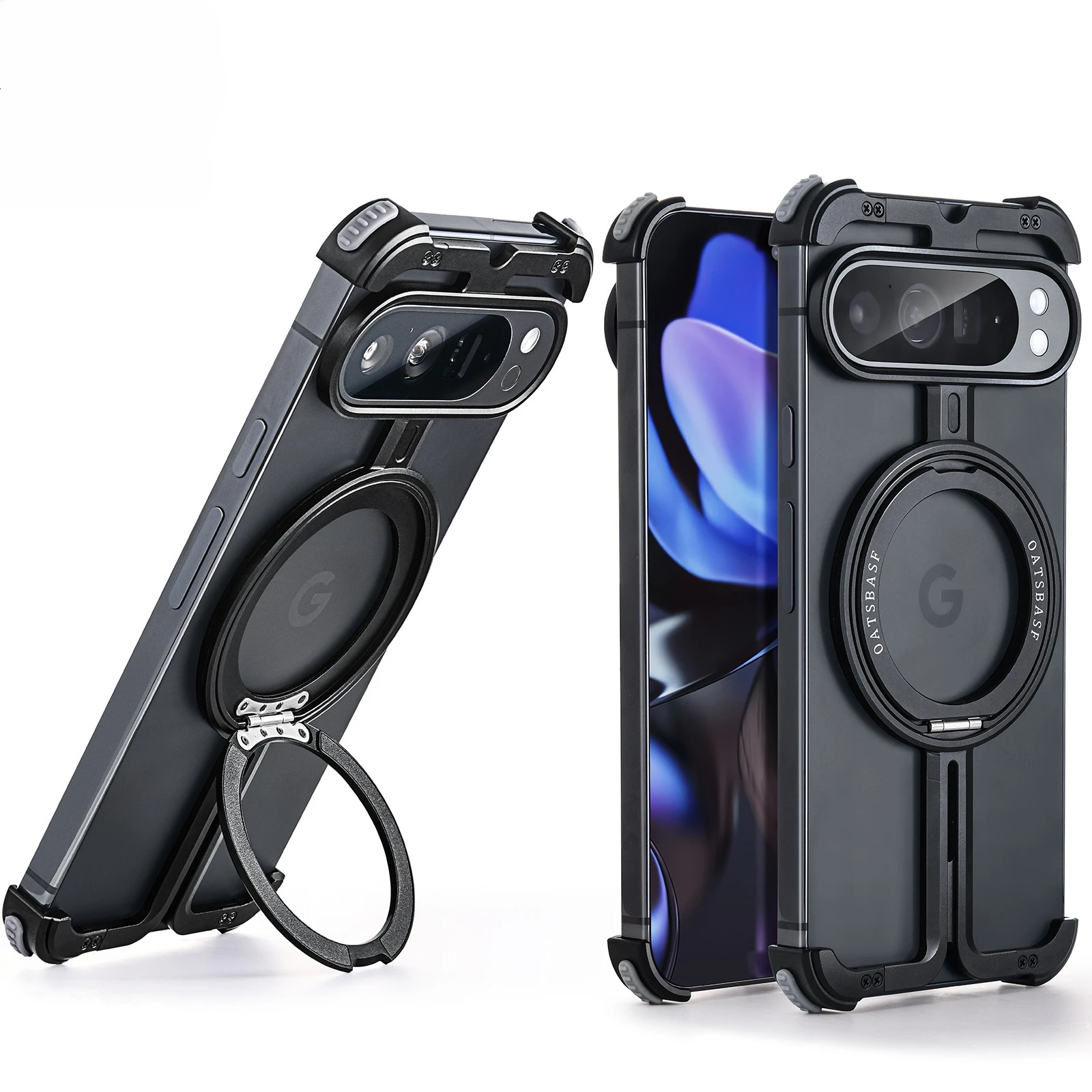 Металлический чехол Oatsbasf для телефона Google Pixel 9 Pro XL без Bazel с магнитным держателем