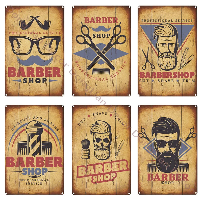 

Barber Shop Tin Sign Retro Metal Sign Plaque Metal Vintage Aesthetic Home Living Room Wall Decor Posters Art Decoration Mural