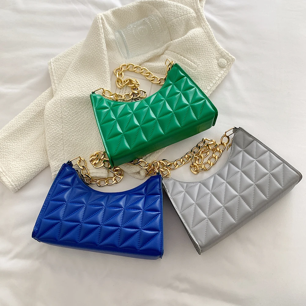 

Fashion Bags for Women PU Leather Chain Crossbody Messenger Bag Lady Casual Lattice Solid Color Luxury Brand Designer Handbag