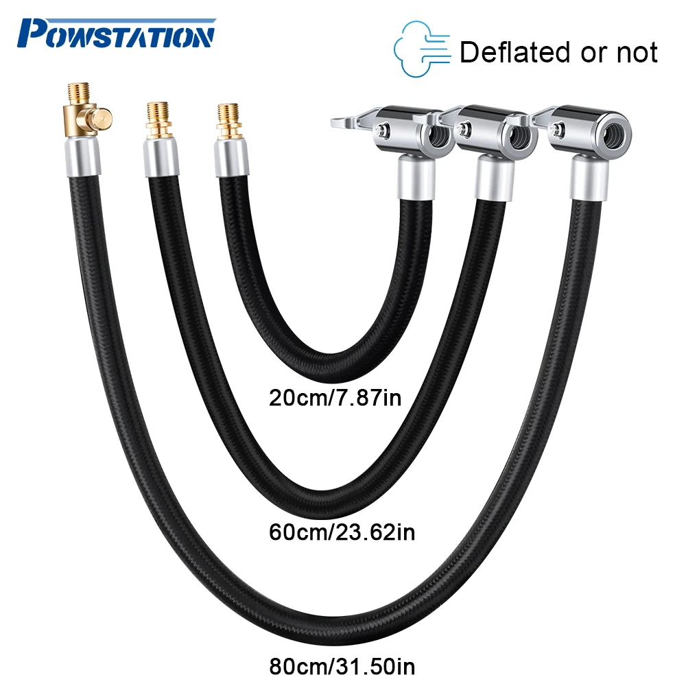 

Powstation 20/60/80 cm Car Tyre Inflator Hose Deflated Tyre Hand Air Pump Extension Tube Hose Tube Air Pump Adapter