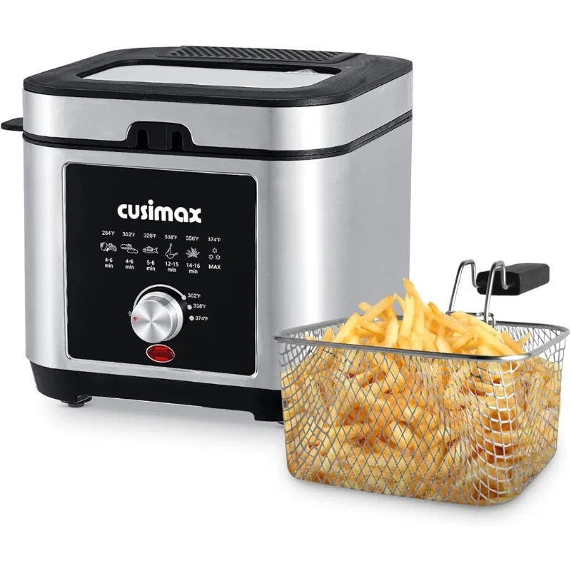 

Deep Fryer with Basket 2.6Qt 1200-Watt Electric Deep Fryer For the Home, with Drip Hook, Removable Lid