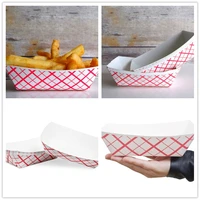 12pcs red plaid printed disposable paper food tray boat fast food containers picnic party supplies