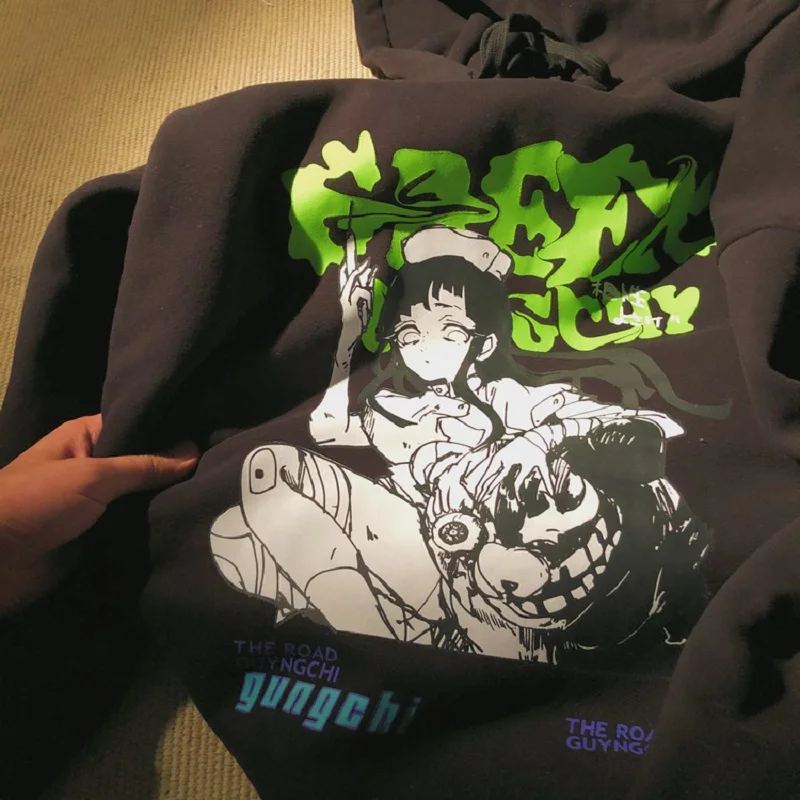 

Japanese Casual Long Sleeve Anime Hoodies Women Hip Hop Harajuku Kawaii Autumn Loose Plus Size Vintage Hooded Y2K Sweatshirt