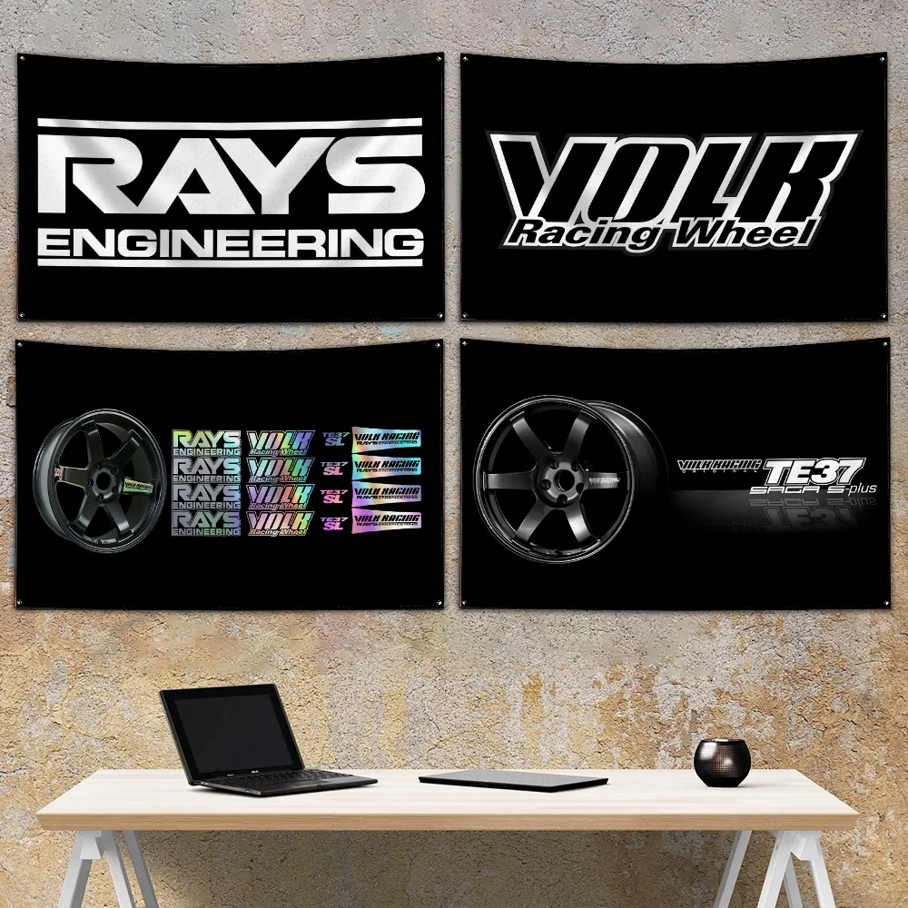 Rays Wheels Ft Флаг Полиэстер Цифровая печать Баннер для гаража Настенное украшение