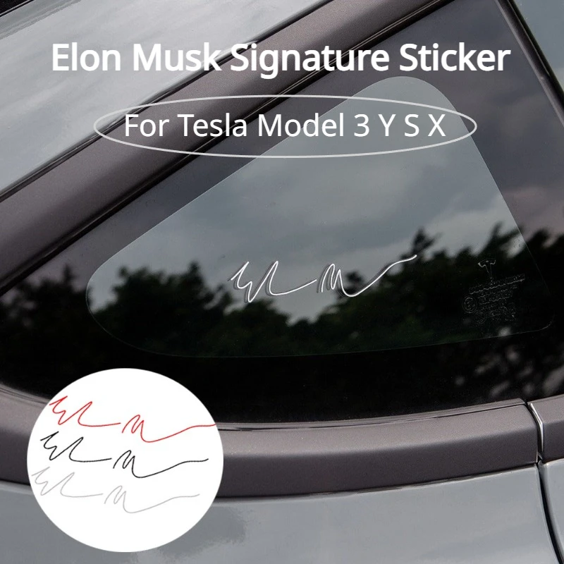 

Elon Musk Signature Sticker for Tesla Model 3 Y S X Creative Logo Stickers Emblems Rearview Decals Car Decoration Accessories