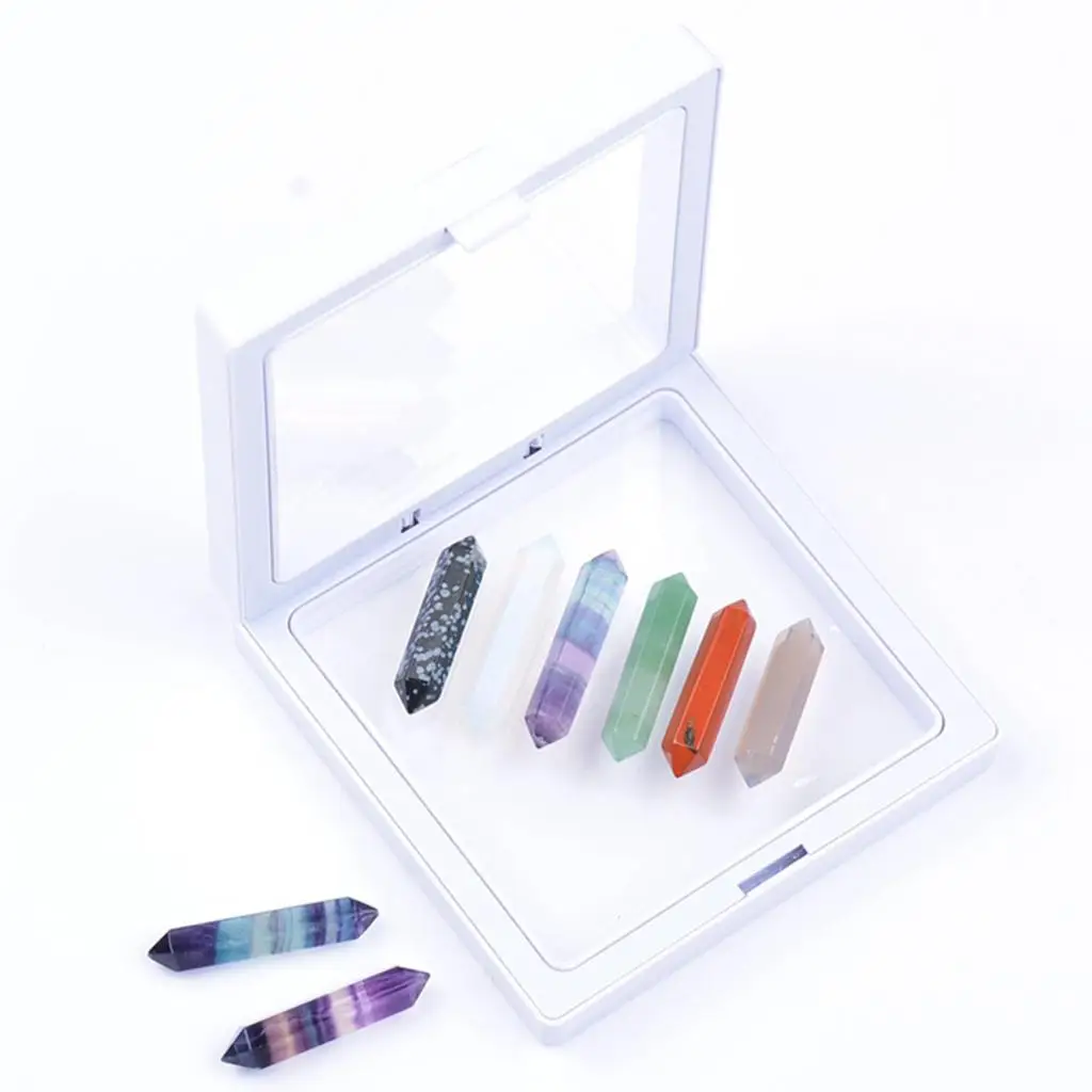 

Pack of 6 Faceted Quartz Crystal Points with Display Case