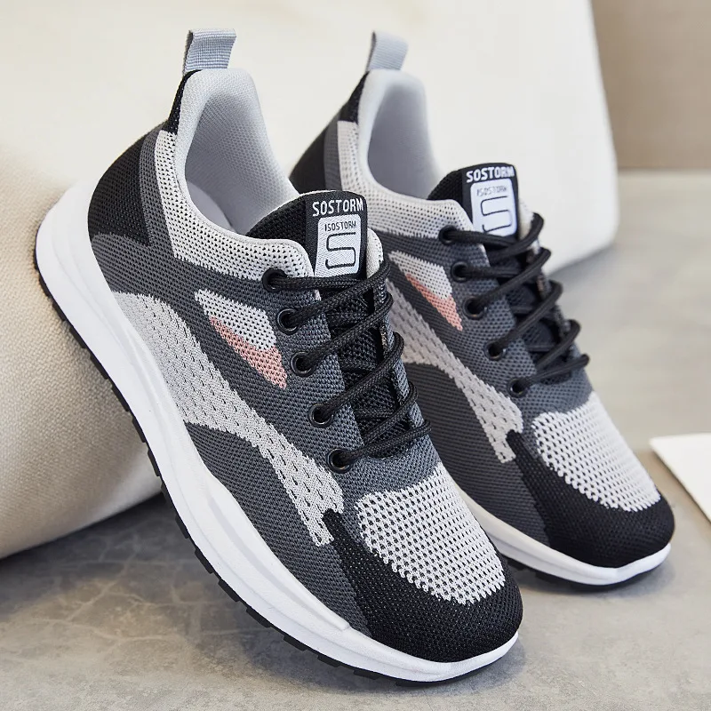 

Кроссовки женские легкие спортивные, Вулканизированная подошва, сетчатые, Уличная обувь на платформе, танкетка, плоская подошва, повседнев...