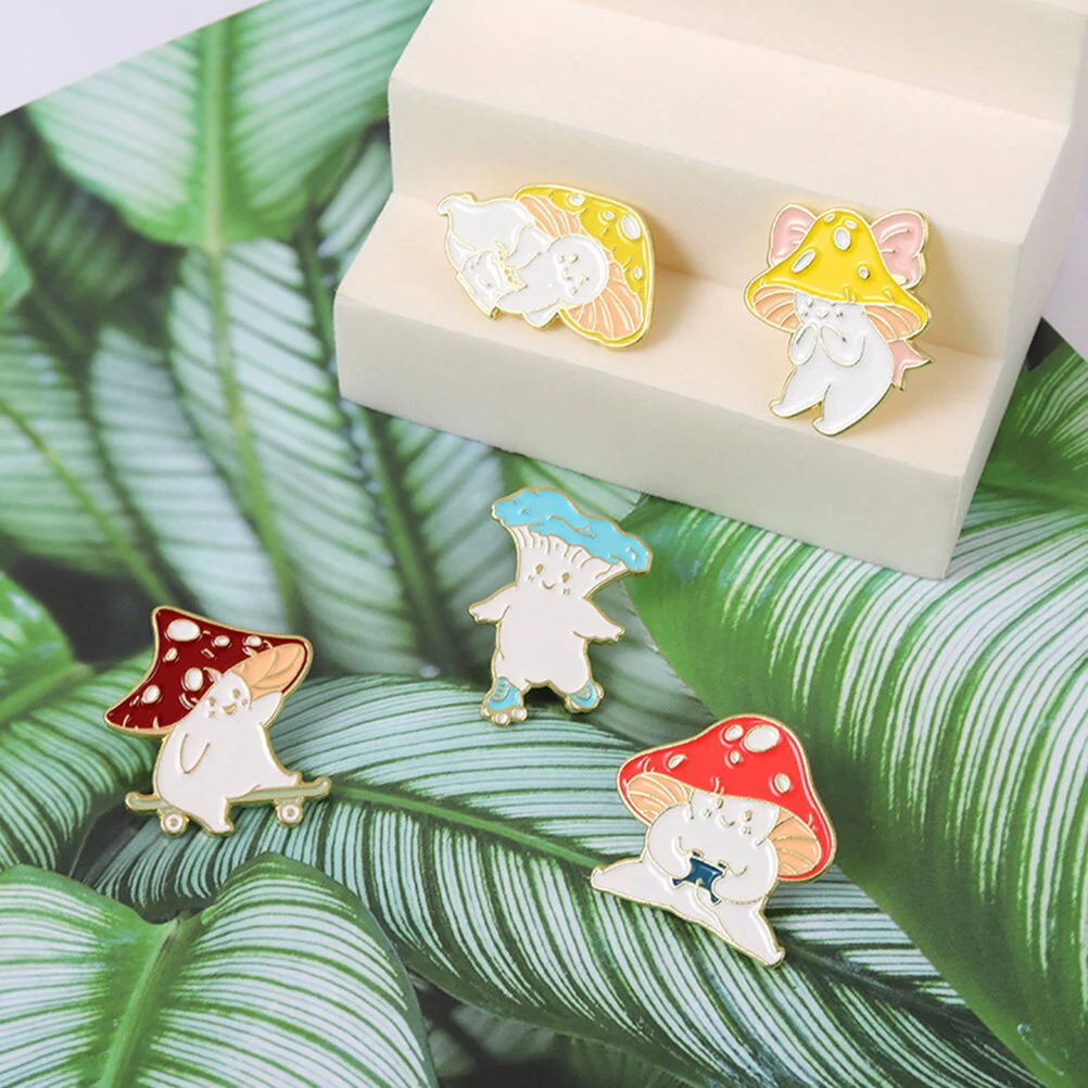10 Pcs Mushroom Brooch Small Pin Shawl Clothing Lapel Hat Backpack Pins Sweater Fashion
