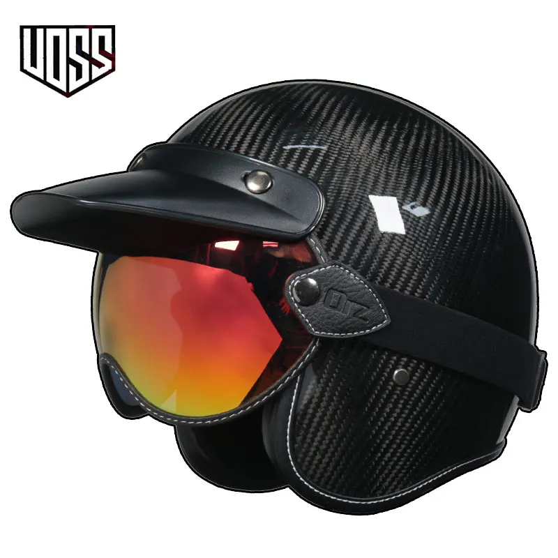 

VOSS новейшее углеродное волокно классный шлем мотоциклетный шлем 3/4 открытое лицо Половина шлема Мотокросс Мотоцикл для езды на мотоцикле Paer Casco Moto