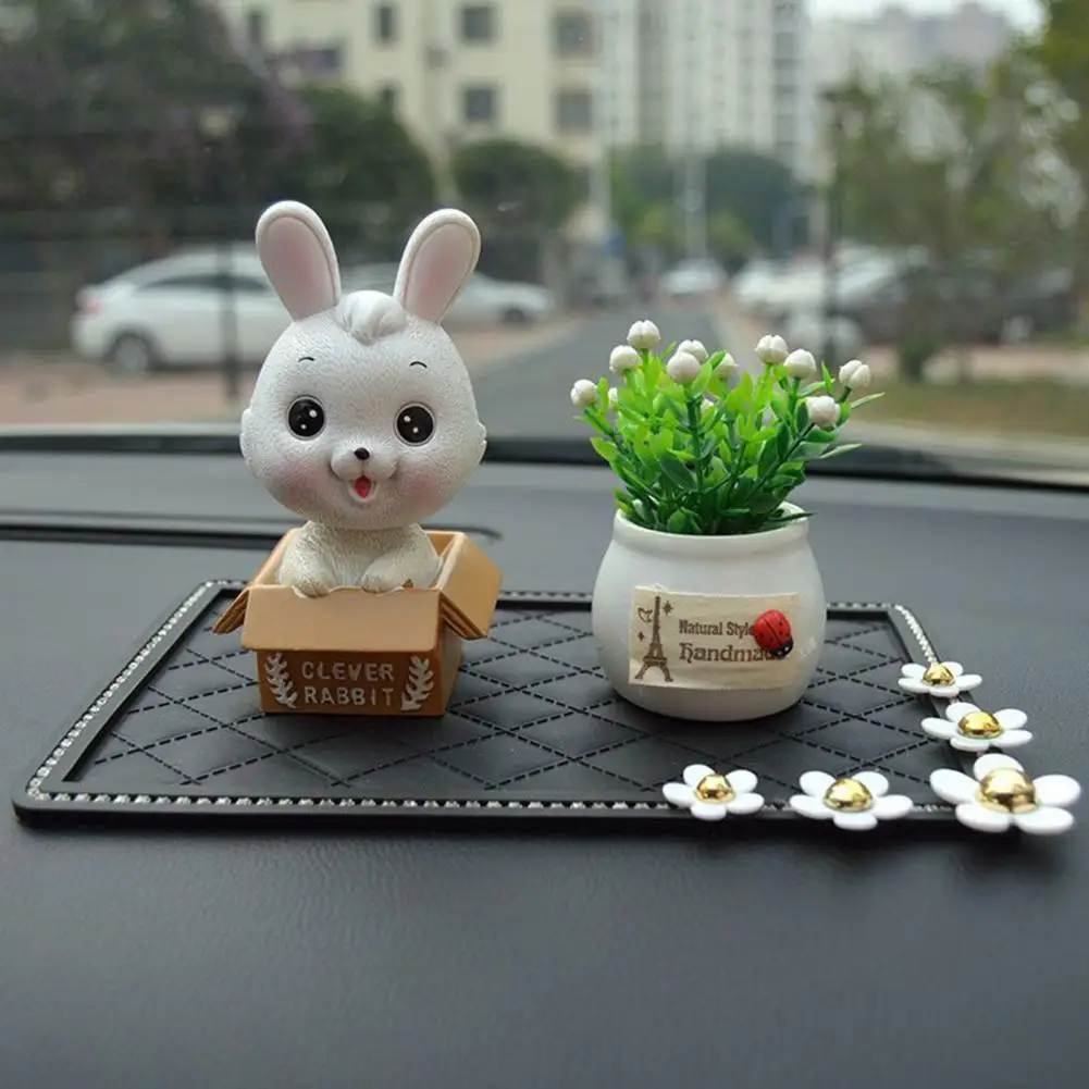 

Dashboard Ornament Useful Vivid Shape Adorable Interior Dashboard Decor Toy Gift Car Bunny Ornament Car Decoration