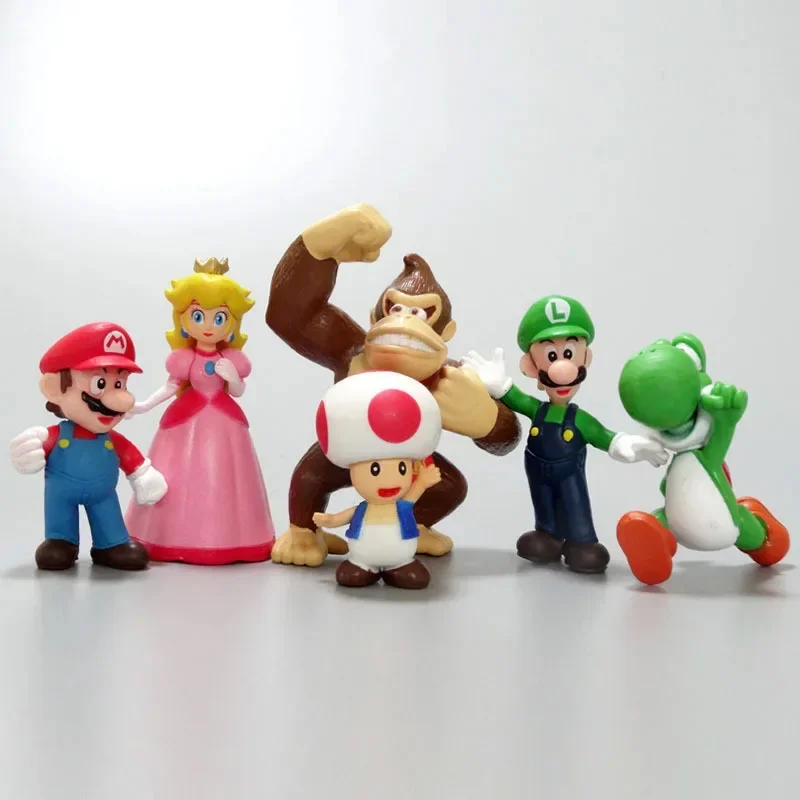 Фото Набор из 6 фигурок персонажей Mario Bros (ПВХ): Луиджи, Йоши, Донки Конг, Гриб. Идеальный подарок на день рождения. Хит продаж 2026 года. №3