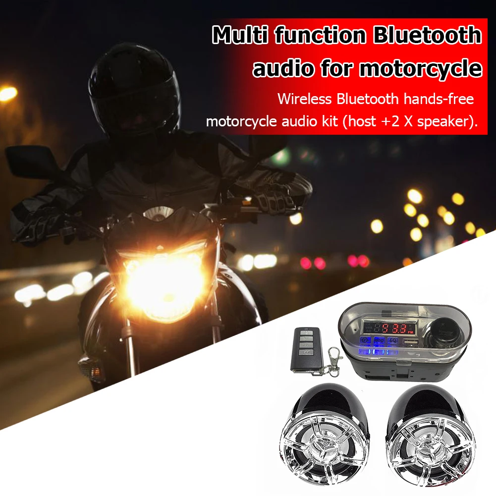 

HY-007 Motorcycle Bluetooth-compatible Speaker Handsfree TF Radio USB Charger Audio System for Outdoor Personal Motorcycle