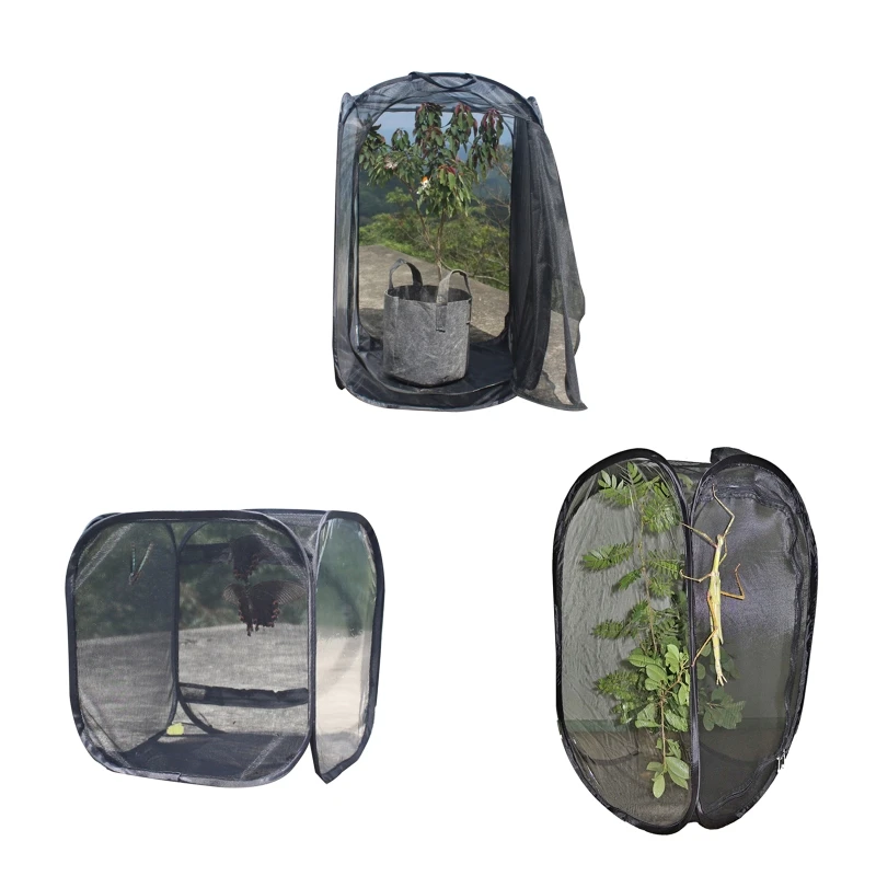

Foldable Breeding Insect Cage with Handle and Zipper Mesh Eye Observation for Outdoor Garden Yard Butterfly Cages Net