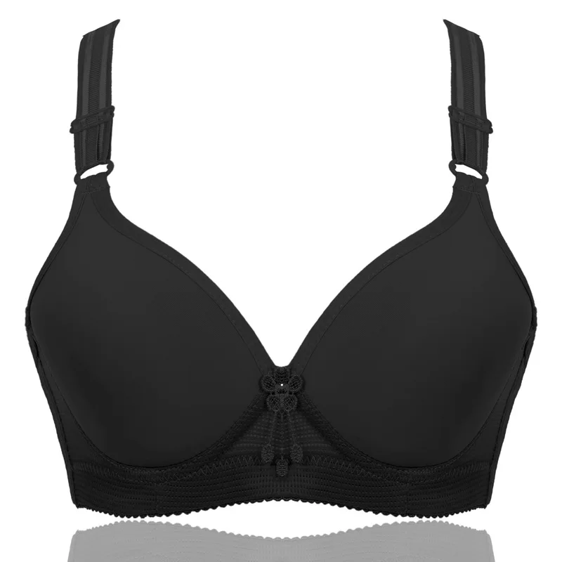 

Женский бюстгальтер с тонкой чашкой, однотонный дышащий бюстгальтер розового цвета без стальных колец, нижнее белье большого размера для женщин среднего возраста