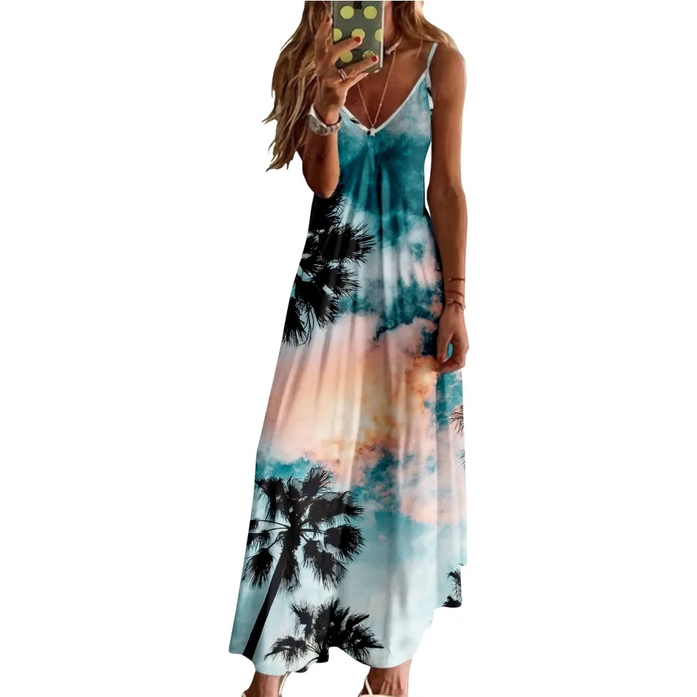 Длинное платье В Гавайском пляжном стиле темпераментное женское красивое и