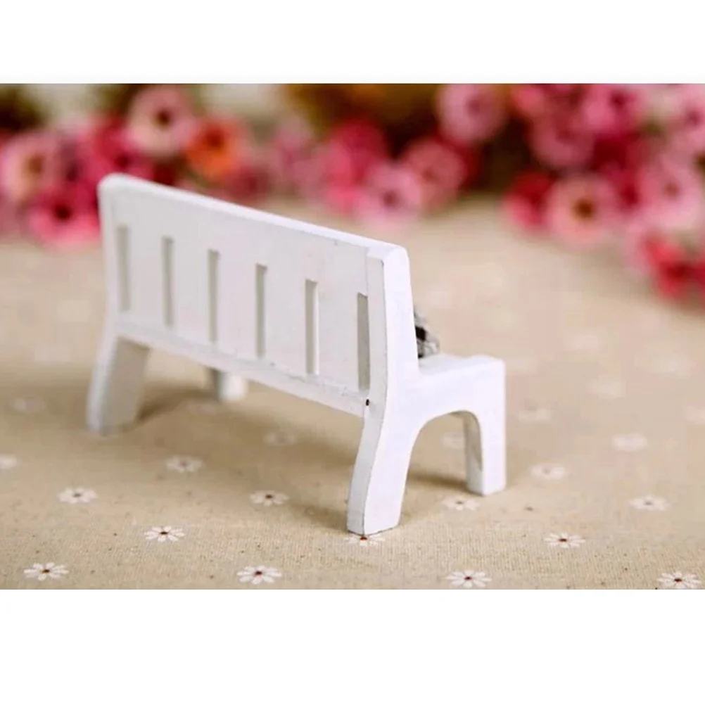 

Bench Miniature Chair Mini Furniture Garden House Wooden Fairy Decoration Recliner Toy Maniature Landscape Porch Park Ornament