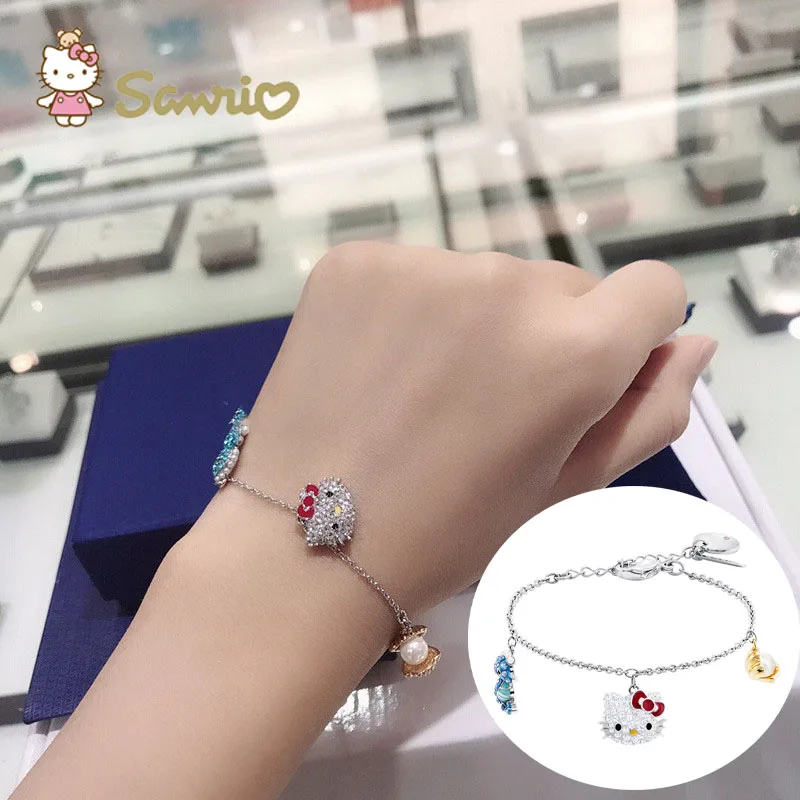 

Новинка 2022, милый мультяшный браслет Sanrios Hello Kittys с элементными кристаллами, Изысканные Подарки, серия Moon Seahorse, несколько стилей