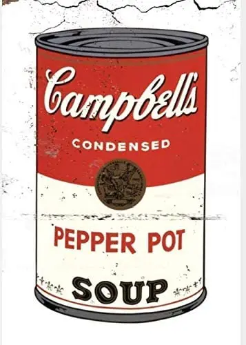 

Металлический знак, металлический знак, Энди уокбол Кэмпбелл, постер, конденсация, перец, суп, жаропрочный винтажный жестяной знак